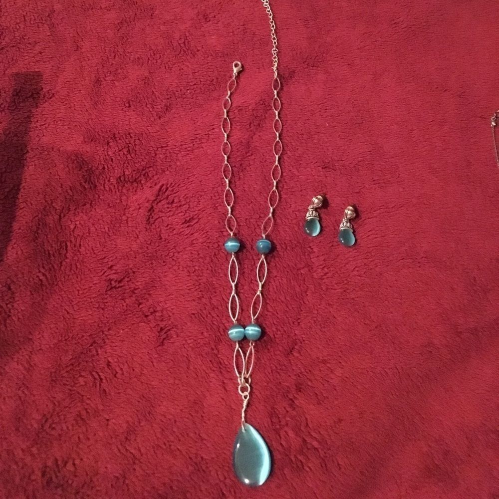 🛍 Blue necklace and earrings